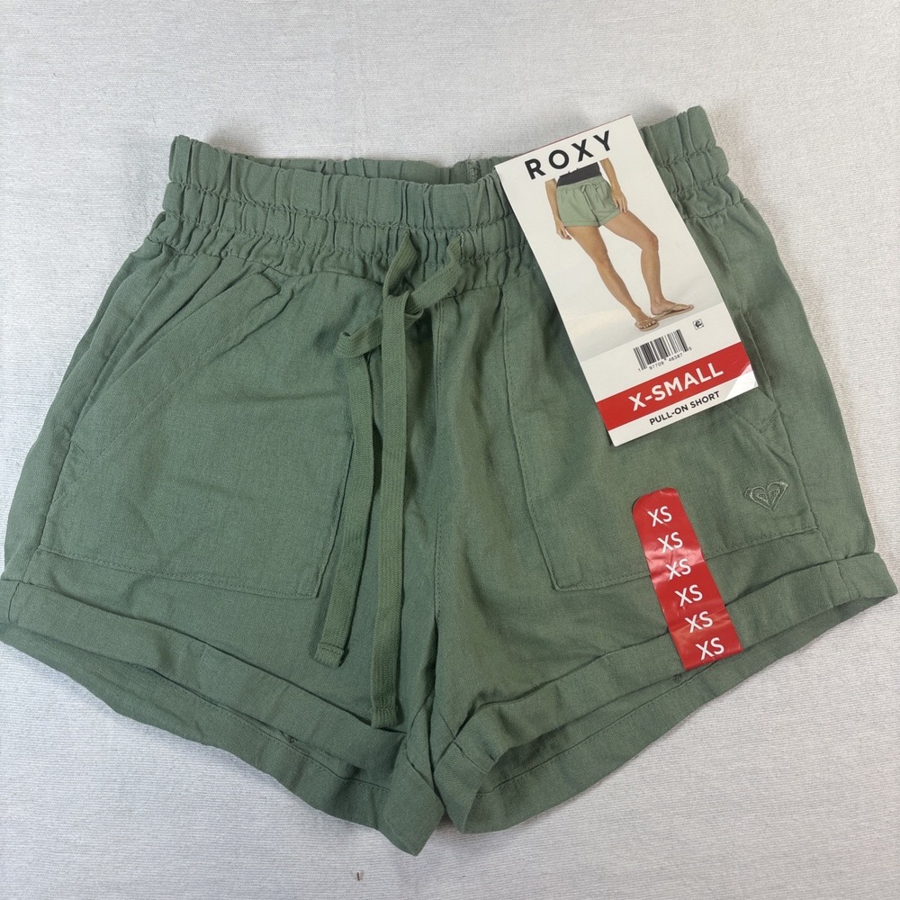 Roxy Women's Linen Blend I'll On Shorts Green XS